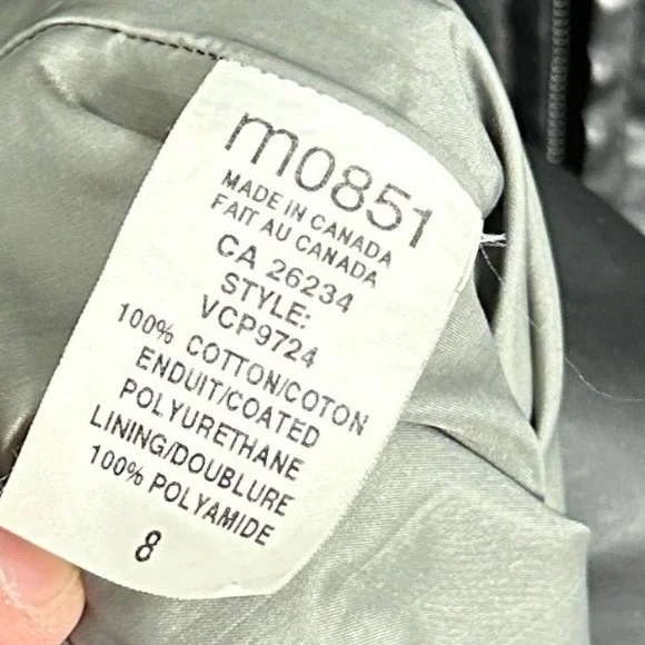 MO851 Canada Black Hooded Rain Jacket Womens Size 8 Style VCP9724 Full Zip Coat - Picture 4 of 16